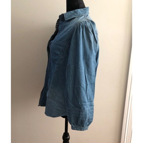 American Eagle Women's Denim Long Sleeve Button-Up Shirt Size‎ Small NWT Stylish - Picture 8 of 11